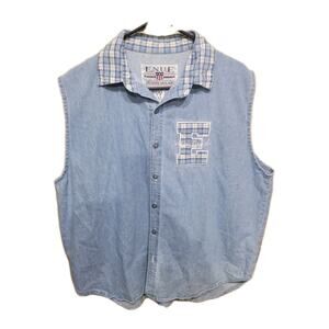 Vtg ENUF Internationale Large Denim Gray Sleeveless Unisex